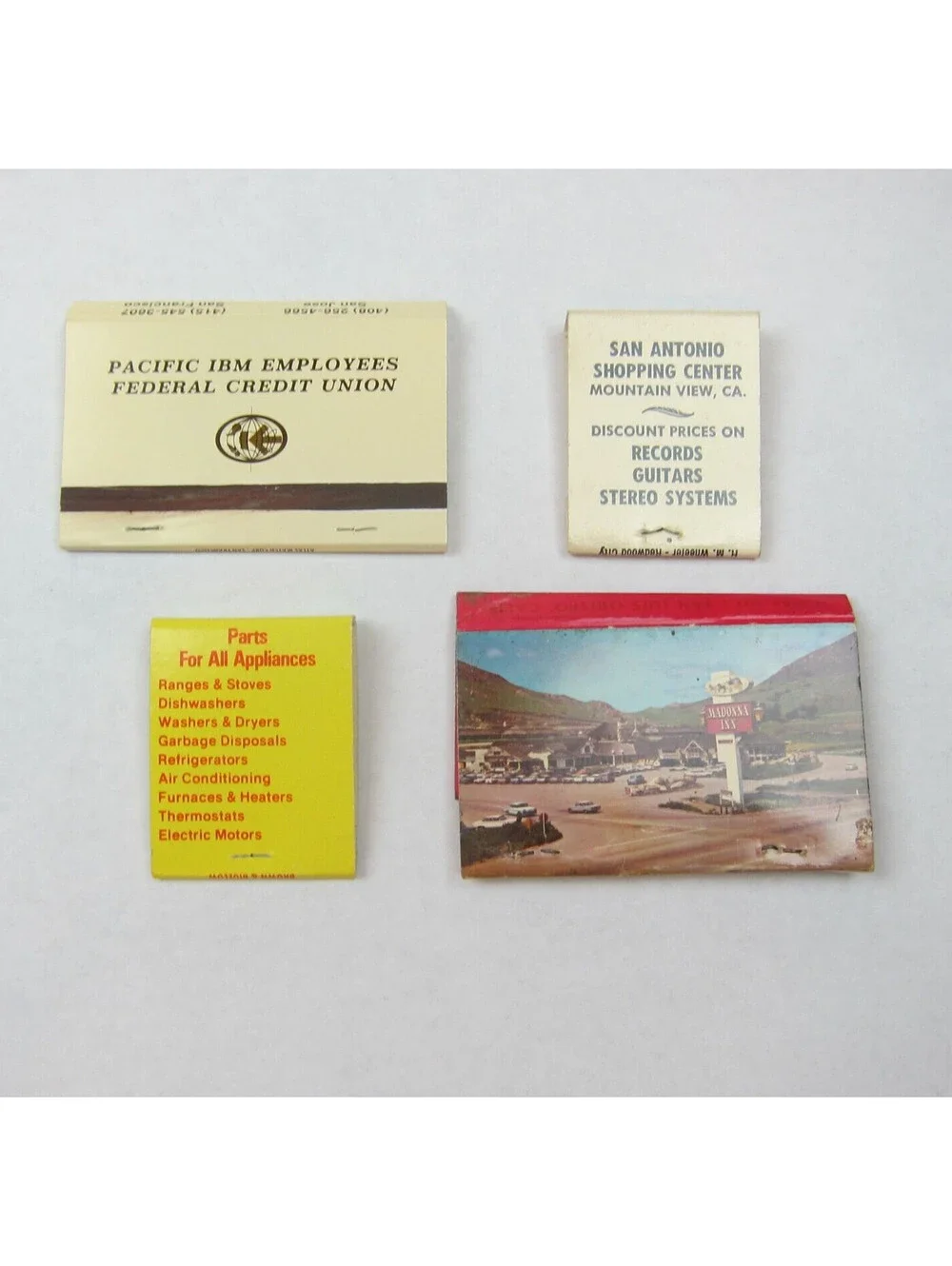 4 Matchbook Covers Pacific IBM Credit Union Hals Music Center Madonna Inn CA